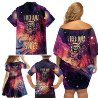 Skull Family Matching Off Shoulder Short Dress and Hawaiian Shirt I Need More Space Cosmic Style - Wonder Print Shop