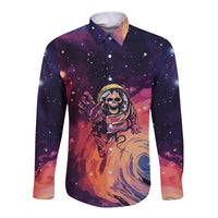 Skull Long Sleeve Button Shirt I Need More Space Cosmic Style - Wonder Print Shop