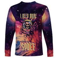 Skull Long Sleeve Shirt I Need More Space Cosmic Style - Wonder Print Shop