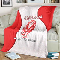 Georgia Flag Blanket with Born to Roar with Red Lion and National Symbols - Wonder Print Shop