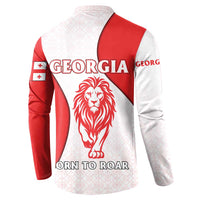 Georgia Flag Button Sweatshirt with Born to Roar with Red Lion and National Symbols - Wonder Print Shop