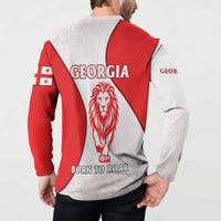 Georgia Flag Button Sweatshirt with Born to Roar with Red Lion and National Symbols - Wonder Print Shop