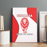 Georgia Flag Canvas Wall Art with Born to Roar with Red Lion and National Symbols - Wonder Print Shop
