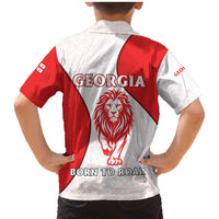 Georgia Flag Family Matching Mermaid Dress and Hawaiian Shirt with Born to Roar with Red Lion and National Symbols - Wonder Print Shop