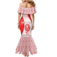 Georgia Flag Family Matching Mermaid Dress and Hawaiian Shirt with Born to Roar with Red Lion and National Symbols - Wonder Print Shop