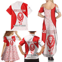 Georgia Flag Family Matching Summer Maxi Dress and Hawaiian Shirt with Born to Roar with Red Lion and National Symbols - Wonder Print Shop