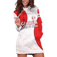 Georgia Flag Hoodie Dress with Born to Roar with Red Lion and National Symbols - Wonder Print Shop