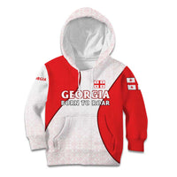 Georgia Flag Kid Hoodie with Born to Roar with Red Lion and National Symbols - Wonder Print Shop