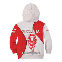 Georgia Flag Kid Hoodie with Born to Roar with Red Lion and National Symbols - Wonder Print Shop