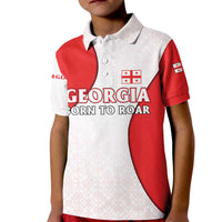 Georgia Flag Kid Polo Shirt with Born to Roar with Red Lion and National Symbols - Wonder Print Shop