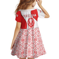 Georgia Flag Kid Short Sleeve Dress with Born to Roar with Red Lion and National Symbols - Wonder Print Shop