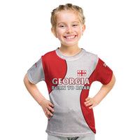 Georgia Flag Kid T Shirt with Born to Roar with Red Lion and National Symbols - Wonder Print Shop