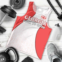 Georgia Flag Men Tank Top with Born to Roar with Red Lion and National Symbols - Wonder Print Shop