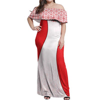Georgia Flag Off Shoulder Maxi Dress with Born to Roar with Red Lion and National Symbols - Wonder Print Shop