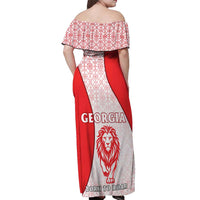 Georgia Flag Off Shoulder Maxi Dress with Born to Roar with Red Lion and National Symbols - Wonder Print Shop