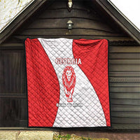 Georgia Flag Quilt with Born to Roar with Red Lion and National Symbols - Wonder Print Shop
