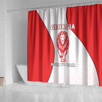 Georgia Flag Shower Curtain with Born to Roar with Red Lion and National Symbols - Wonder Print Shop