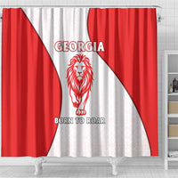 Georgia Flag Shower Curtain with Born to Roar with Red Lion and National Symbols - Wonder Print Shop
