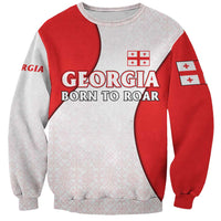 Georgia Flag Sweatshirt with Born to Roar with Red Lion and National Symbols - Wonder Print Shop