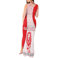 Georgia Flag Tank Maxi Dress with Born to Roar with Red Lion and National Symbols - Wonder Print Shop