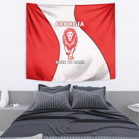Georgia Flag Tapestry with Born to Roar with Red Lion and National Symbols - Wonder Print Shop