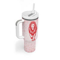 Georgia Flag Tumbler With Handle with Born to Roar with Red Lion and National Symbols - Wonder Print Shop
