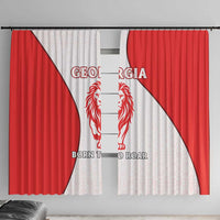 Georgia Flag Window Curtain with Born to Roar with Red Lion and National Symbols - Wonder Print Shop