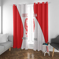 Georgia Flag Window Curtain with Born to Roar with Red Lion and National Symbols - Wonder Print Shop