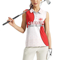 Georgia Flag Women Sleeveless Polo Shirt with Born to Roar with Red Lion and National Symbols - Wonder Print Shop