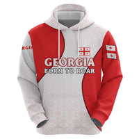 Georgia Flag Zip Hoodie with Born to Roar with Red Lion and National Symbols - Wonder Print Shop