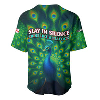 Georgia Peacock Baseball Jersey with Slay in Silence Shine Like a Peacock Design - Wonder Print Shop