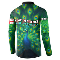 Georgia Peacock Button Sweatshirt with Slay in Silence Shine Like a Peacock Design - Wonder Print Shop