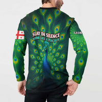 Georgia Peacock Button Sweatshirt with Slay in Silence Shine Like a Peacock Design - Wonder Print Shop