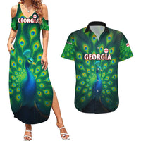Georgia Peacock Couples Matching Summer Maxi Dress and Hawaiian Shirt with Slay in Silence Shine Like a Peacock Design - Wonder Print Shop