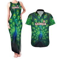 Georgia Peacock Couples Matching Tank Maxi Dress and Hawaiian Shirt with Slay in Silence Shine Like a Peacock Design - Wonder Print Shop