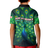 Georgia Peacock Kid Polo Shirt with Slay in Silence Shine Like a Peacock Design - Wonder Print Shop