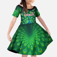 Georgia Peacock Kid Short Sleeve Dress with Slay in Silence Shine Like a Peacock Design - Wonder Print Shop