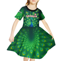 Georgia Peacock Kid Short Sleeve Dress with Slay in Silence Shine Like a Peacock Design - Wonder Print Shop