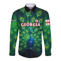 Georgia Peacock Long Sleeve Button Shirt with Slay in Silence Shine Like a Peacock Design - Wonder Print Shop