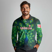 Georgia Peacock Long Sleeve Polo Shirt with Slay in Silence Shine Like a Peacock Design - Wonder Print Shop