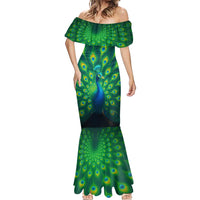 Georgia Peacock Mermaid Dress with Slay in Silence Shine Like a Peacock Design - Wonder Print Shop