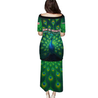 Georgia Peacock Puletasi with Slay in Silence Shine Like a Peacock Design - Wonder Print Shop