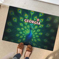 Georgia Peacock Rubber Doormat with Slay in Silence Shine Like a Peacock Design - Wonder Print Shop