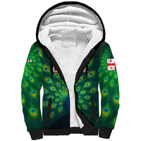 Georgia Peacock Sherpa Hoodie with Slay in Silence Shine Like a Peacock Design - Wonder Print Shop