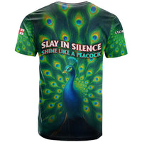 Georgia Peacock T Shirt with Slay in Silence Shine Like a Peacock Design - Wonder Print Shop