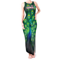 Georgia Peacock Tank Maxi Dress with Slay in Silence Shine Like a Peacock Design - Wonder Print Shop