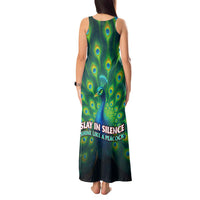 Georgia Peacock Tank Maxi Dress with Slay in Silence Shine Like a Peacock Design - Wonder Print Shop