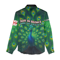 Georgia Peacock Women Casual Shirt with Slay in Silence Shine Like a Peacock Design - Wonder Print Shop