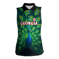 Georgia Peacock Women Sleeveless Polo Shirt with Slay in Silence Shine Like a Peacock Design - Wonder Print Shop
