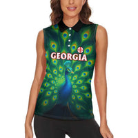 Georgia Peacock Women Sleeveless Polo Shirt with Slay in Silence Shine Like a Peacock Design - Wonder Print Shop